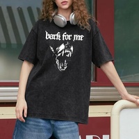 T-shirts vintage surdimensionnés en coton tricoté 100 % délavé à l'acide, effet vieilli et coupe décontractée, pour hommes – Vente en gros personnalisée