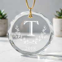 Ornement en cristal transparent gravé avec un monogramme personnalisé, décoration de Noël personnalisée pour la famille