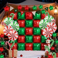 Décoration murale double face en feuille d'aluminium, motif carré rouge et vert, pour Noël, Nouvel An et fêtes.