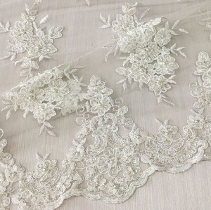Tissu en dentelle perlée de haute qualité pour mariée, tissé 100% polyester, tissu lourd, broderie de cordon, <span class=keywords><strong>tulle</strong></span> pour sacs et chaussures de mariage - Product Image 4