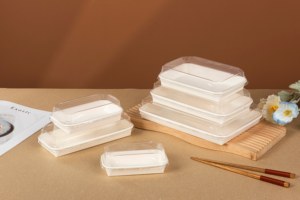 Plateau à <span class=keywords><strong>sushi</strong></span> rectangulaire en papier kraft de grande taille, biodégradable, écologique, de qualité alimentaire - Product Image 3