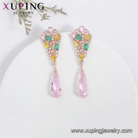 YSearring-459 xuping-pendientes de circón Artificial para mujer, joyería de importación de estilo británico de china, color dorado de 18K, novedad