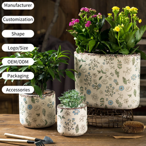 Pot de fleurs en céramique vintage, design rustique de ferme, pour plantes succulentes, orchidée papillon, balcon créatif, pot extérieur - Product Image 1