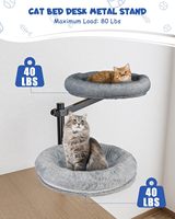 Lit de bureau pour chat double surélevé réglable rotatif à 360 ° jusqu'à 80 LBS