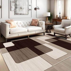 พรมปูพื้นลายเรขาคณิตหรูหรา รูปทรงสี่เหลี่ยมผืนผ้า วัสดุเลียนแบบขนแคชเมียร์ กันลื่น เหมาะสำหรับห้องนั่งเล่น ห้องนอน สไตล์นอร์ดิก รุ่น H-256 - Product Image 5