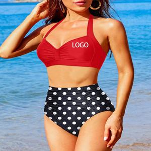ชุดบิกินี่ผู้หญิงแบบกำหนดเองได้ ลายจุด ชุดว่ายน้ำชายหาดฤดูร้อนสำหรับผู้หญิง ชุดว่ายน้ำไซส์ใหญ่ 2 ชิ้น ชุดว่ายน้ำฤดูร้อนที่ปรับแต่งได้ - Product Image 3