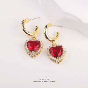 Women's European American Retro High-End Fashion Brass Gold Plated Micro Insert <b>Drop</b> <b>Earrings</b> Cute French Niche Design - Product Image 5