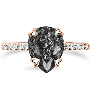 Women's <b>925</b> <b>Silver</b> Pear Cut Moss Agate Engagement <b>Ring</b> Prong Setting Pave Diamond Band Romantic Style - Product Image 2