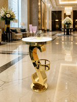 Moderner Polierter Goldener Runder Bartisch Luxuriöser Edelstahl-Hochtisch für Hotel-Lobby Nachtclub-Möbel Anpassbar