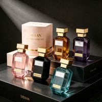 Flacon de parfum en verre à dégradé de couleurs unique avec bouchon doré, rechargeable, vaporisateur 30ml et 50ml, emballage cadeau scellé