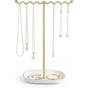 Soporte para Joyas Saydear con Bandeja de Cerámica, Organizador de Collares de Metal para Anillos, Pulseras y Pendientes, Moderno para Mujeres y Niñas - Product Image 1