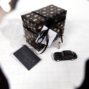 High Quality <b>Birthday</b> Black Gold Coated <b>Paper</b> Series Roll Bulk Wholesale Luxury Gift Packaging - Product Image 4