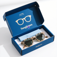 Boîtes d'emballage cadeau pour lunettes et lunettes de soleil, personnalisables avec logo, recyclables, auto-érectables, en carton ondulé avec pelliculage mat, forme sur mesure
