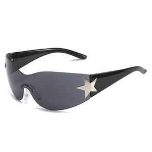 Lunettes de soleil sans monture à motif étoile, verres PC UV400, unisexe, pour sports de plein air, cyclisme, style tendance, type 3, pare-soleil - Product Image 3