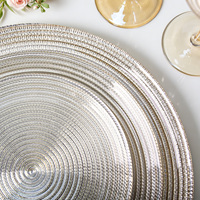 Assiettes de luxe de qualité supérieure en gros, motif spirale, électroplaquées, ensemble d'assiettes de présentation en verre pour mariage et banquet