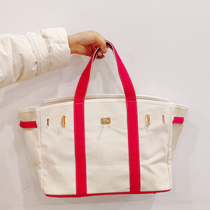 Keymay 金扣防水天然棉帆布旅行工作护士奢华时尚女式手提包托特包个性化 - Product Image 4