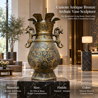 Vase Sculpté en Bronze Antique, Statue Urne Ancienne Faite sur Mesure par Coulée à la Cire Perdue, Art Décoratif Durable pour Hall d'Hôtel, Galerie, Salle de Réception