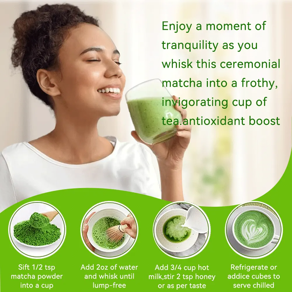 Chinaorganic organik ince yeşil çay tozu toptan 100% saf toz YEŞİL ÇAY te Matcha organico tören sınıf