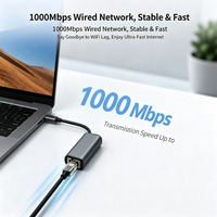 Adaptador Gigabit Ethernet Plug and Play, USB-C a RJ45 1000Mbps, Dongle LAN con Cable Trenzado de Aluminio para MacBook, PC, Windows, MacOS, Linux
