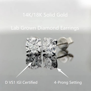 ต่างหูเพชรแล็บโกรว์ทอง 9k ขายส่ง น้ำหนัก 0.5 กะรัต ทรงบริลเลียนท์ คลาสสิก เหมาะสำหรับทั้งชายและหญิง ของขวัญแต่งงาน เครื่องประดับเจาะด้วยเลเซอร์ สี D - Product Image 3