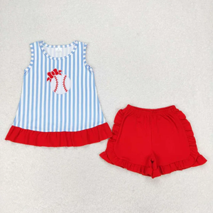 Ensembles de vêtements d'été brodés de baseball pour bébés garçons et filles, vente en gros, vêtements de boutique pour enfants, barboteuses pour bébés garçons - Product Image 4