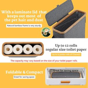 Organizzatore di carta igienica <span class=keywords><strong>grigio</strong></span> pieghevole in bambù con porta manici per <span class=keywords><strong>bagno</strong></span> porta carta igienica - Product Image 4