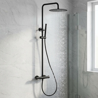 Ensemble de douche mural à température constante avec cartouche céramique, jet pluie, robinet en cuivre finition noir doré brossé