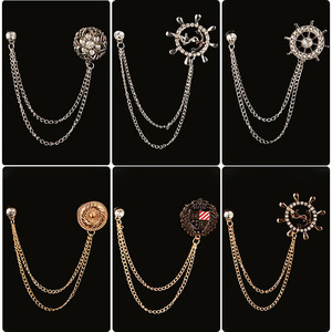 Moda tendencia estilo británico broches de cadena <span class=keywords><strong>ropa</strong></span> broche accesorios hombres broche insignia al por mayor - Product Image 4