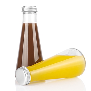 Botella de bebida de leche de café de vidrio de 300ml de forma cónica vacía con tapa de aluminio - Product Image 3