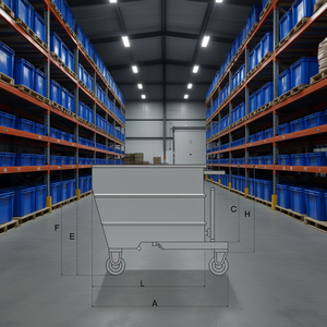 Fervi Tipping Container For Chips With <b>Wheels</b> 200mm Width Industrial Use - Product Image 3