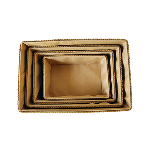 Organizzazione di contenitori per scaffali cassettiere cassettiere in legno di <span class=keywords><strong>vimini</strong></span> riciclato <span class=keywords><strong>cesto</strong></span> di conservazione in corda di carta - Product Image 2