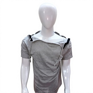 Camiseta Informal de Jersey para Recuperación y Rehabilitación de Cirugía de Hombro, con Cierre de Velcro en Ambos Hombros para Hombre, 100% Algodón - Product Image 1