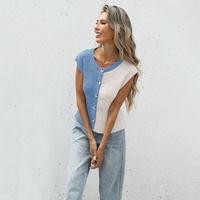 Débardeur tricoté ample et décontracté pour femme, nouvelle collection automne, simple, sans manches, boutonnage simple, tailles S-XL