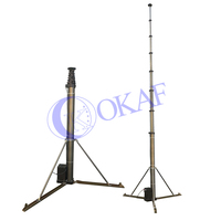 OKAF OK-DD03SJ Mât télescopique électrique 5M/8M/12M 19m/s IP66 en alliage d'aluminium avec contrôle RS485, tour d'antenne portable pour caméra