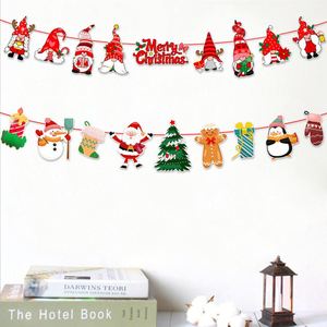 Guirlande de Noël décorative pour fête de fin d'année, drapeaux suspendus en papier motif Père Noël, guirlande de Noël en papier - Product Image 4