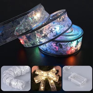 LED 스트링 라이트 크리스마스 트리 장식 휴일 장식을위한 우아한 펜던트 선물 리본 - Product Image 4
