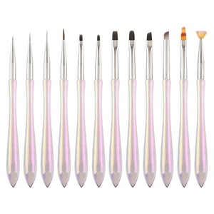 Pinceau de dessin pour ongles Aurora Transparent Crystal, poils en nylon, manche en plastique et métal, outil de conception pour le nail art en salon - Product Image 1