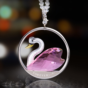 Eco-Friendly Carved Crystal Swan <b>Car</b> Hanging <b>Ornament</b> Multi-Color 65mm Brilliant Christmas & Wedding Gift Decoration - Product Image 5