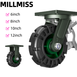 Roue pivotante à profil bas en caoutchouc massif de 6 pouces, 12 pouces, 10 pouces, roues de remorque, roues pivotantes – Prix usine - Product Image 2
