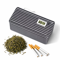 Humidor Électrique Portable en Fibre de Carbone avec Hygromètre Numérique et Thermomètre, Boîte de Séchage et d'Humidification pour Cigarettes, Tabac et Cigares