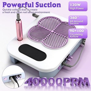 Collecteur de poussière d'ongles 3-en-1 avec lampe de perçage professionnelle, kit de ponceuse électrique pour ongles 40000 tr/min avec contrôle de vitesse progressif - Product Image 5