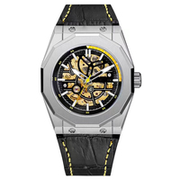 Montre squelette automatique mécanique chronographe lumineuse étanche en acier inoxydable personnalisée pour homme avec mouvement résistant à l'eau