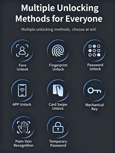 हथेली की नस बायोमेट्रिक फिंगरप्रिंट टुया वाईफाई स्मार्ट लॉक 3 डी फेस रिकग्निशन डिजिटल डोर लॉक - Product Image 2