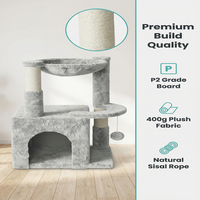 Arbre à chat de luxe multi-niveaux en sisal et bois écologique, avec griffoir, niche, perchoir et maisonnette en peluche moderne pour chats d'intérieur de grande taille