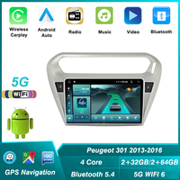 Radio Video mobil Android Multimedia untuk Peugeot 301 Citroen Elysee 2013-2016 2 Din pemutar Stereo navigasi GPS DSP 5G + 2.4G BT