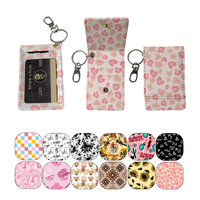 Dompet Kartu PU Motif Hewan Bison Gaya Barat Custom/Grosir, Dilengkapi Gantungan Kunci dan Penutup Hasp, Tempat Kartu Kredit/ID
