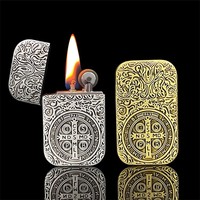 Briquet de fête classique rétro en alliage de zinc, avec coque en métal bronze et crâne en relief doré, rechargeable, accessoires pour fumeurs