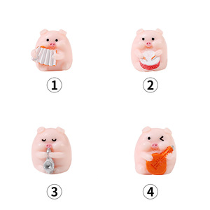 Happy Pig <b>Miniature</b> Resin Ornament 4Pcs Musical Instrument Set For Desktop Car Decoration - Product Image 4