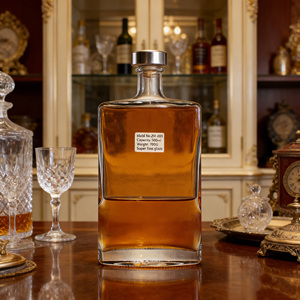 Bouteille en verre givrée de haute qualité, personnalisée, en gros, pour <span class=keywords><strong>whisky</strong></span>, liqueur, brandy, bière, avec bouchon, 500 ml, 750 ml, en promotion - Product Image 1