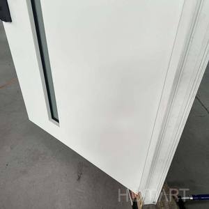 <span class=keywords><strong>Porte</strong></span> d'entrée principale de villa moderne en aluminium à charnières, design <span class=keywords><strong>plat</strong></span> blanc luxueux avec trou en verre et serrure numérique - Product Image 3